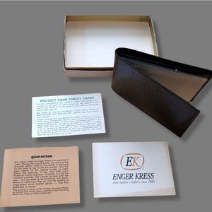 Vintage Enger Kress black Buffalo leather bifold wallet